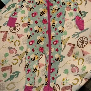 Bee Print Kids Footie Pajamas
